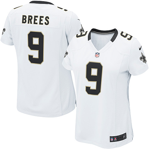 Women's Elite Drew Brees Nike Jersey White Road - #9 NFL New Orleans Saints